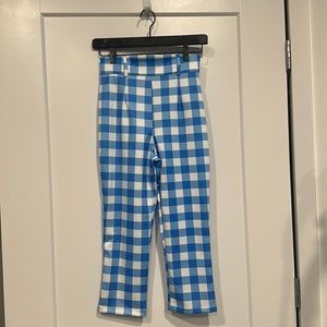 Allison Bad Girl Vintage High Waist Capri Pants in Blue Gingham Traci Lords